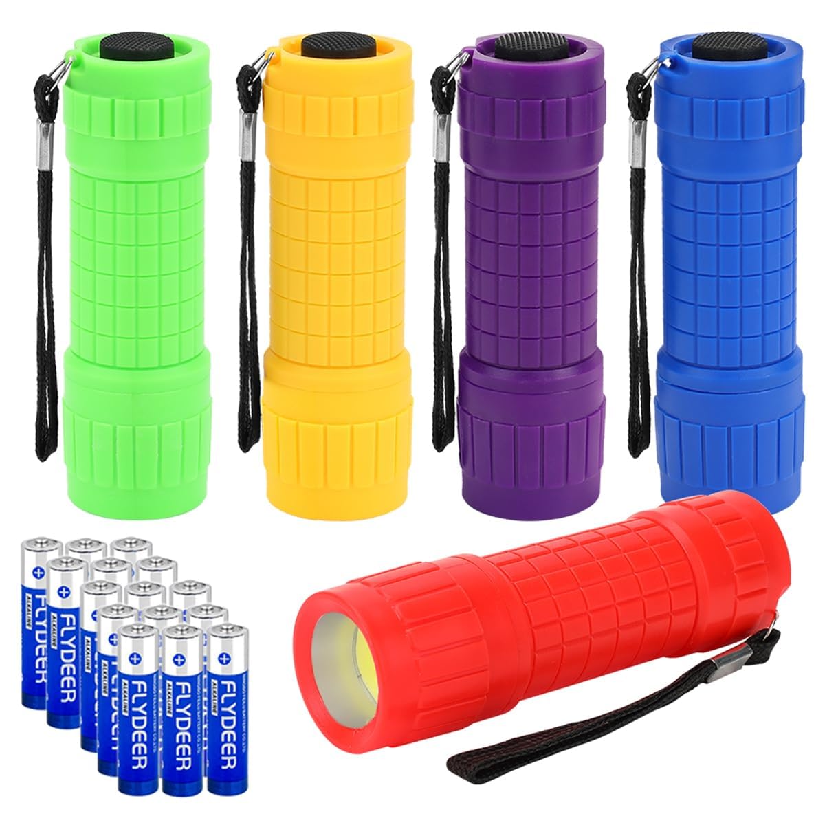 KunHe 5 Pack Plastic Small Mini LED Flashlight COB Flashlights for Kids 100 Lumen with Batteries High CRI for Bright Flash Light Kids Flashlights Christmas Gifts Stocking Stuffers