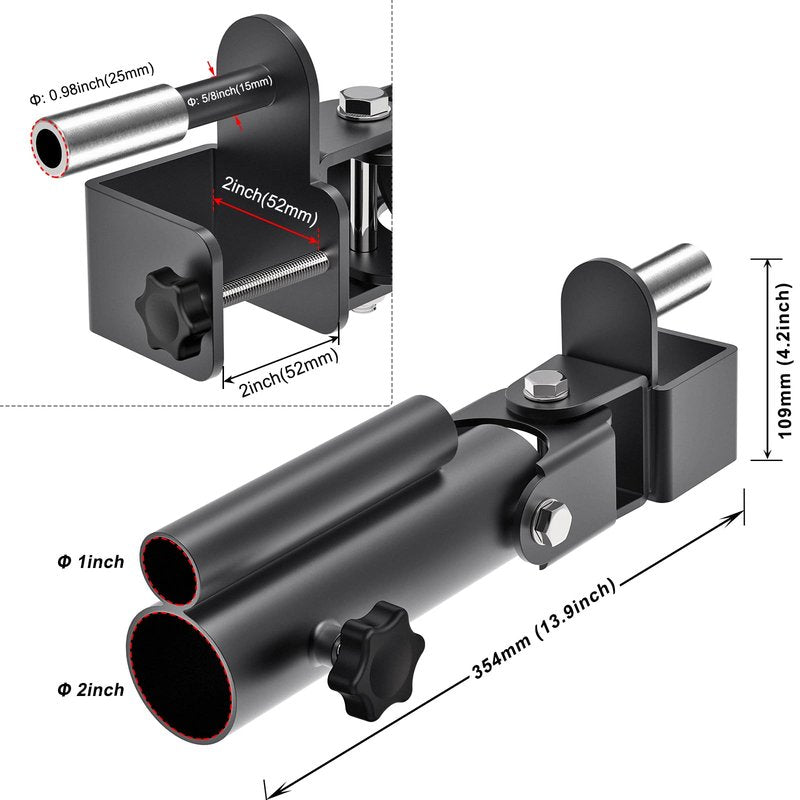 SELEWARE T Bar Row Landmine Attachment for 2" x 2" Power Rack with 5/8" or 1" Hole, Power Cage Attachment for 1"&2'' Barbell Free Swivel Heavy Duty Structure 600 lbs Capacity