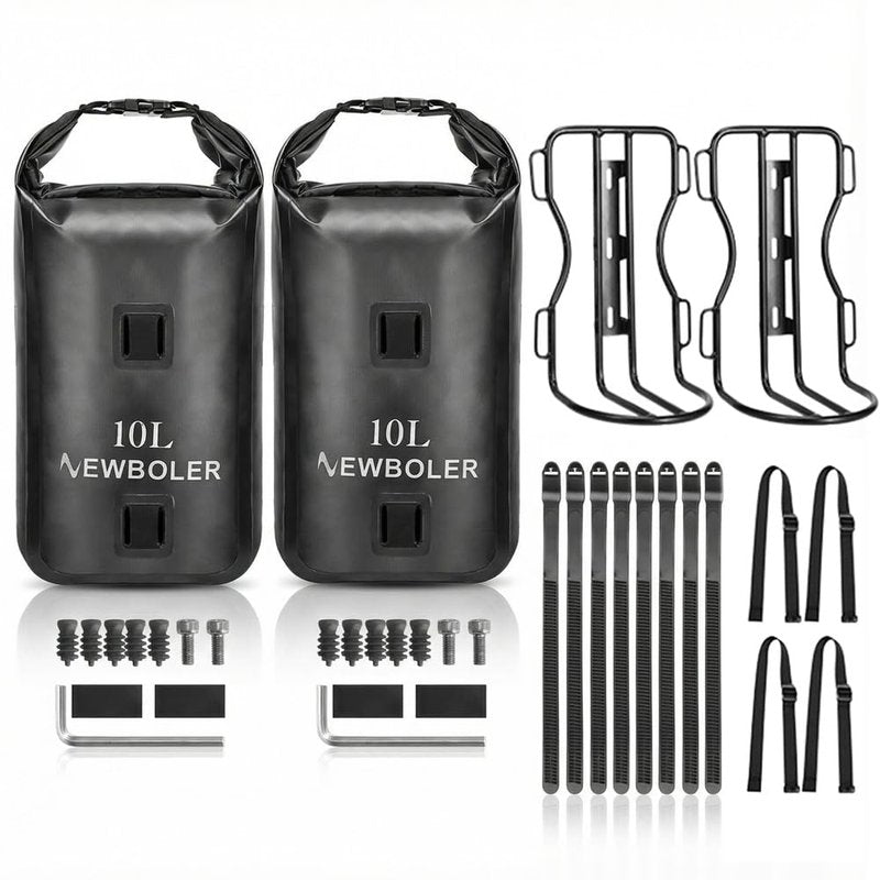 SOUUXIU 10L Bike Front Fork Bag Waterproof with Front Fork Racks 1Pack/2Packs, Lightweight Dry Bag Bicycle Fork Bags with Roll Opening Design for Mountain Bikes Road Bikes