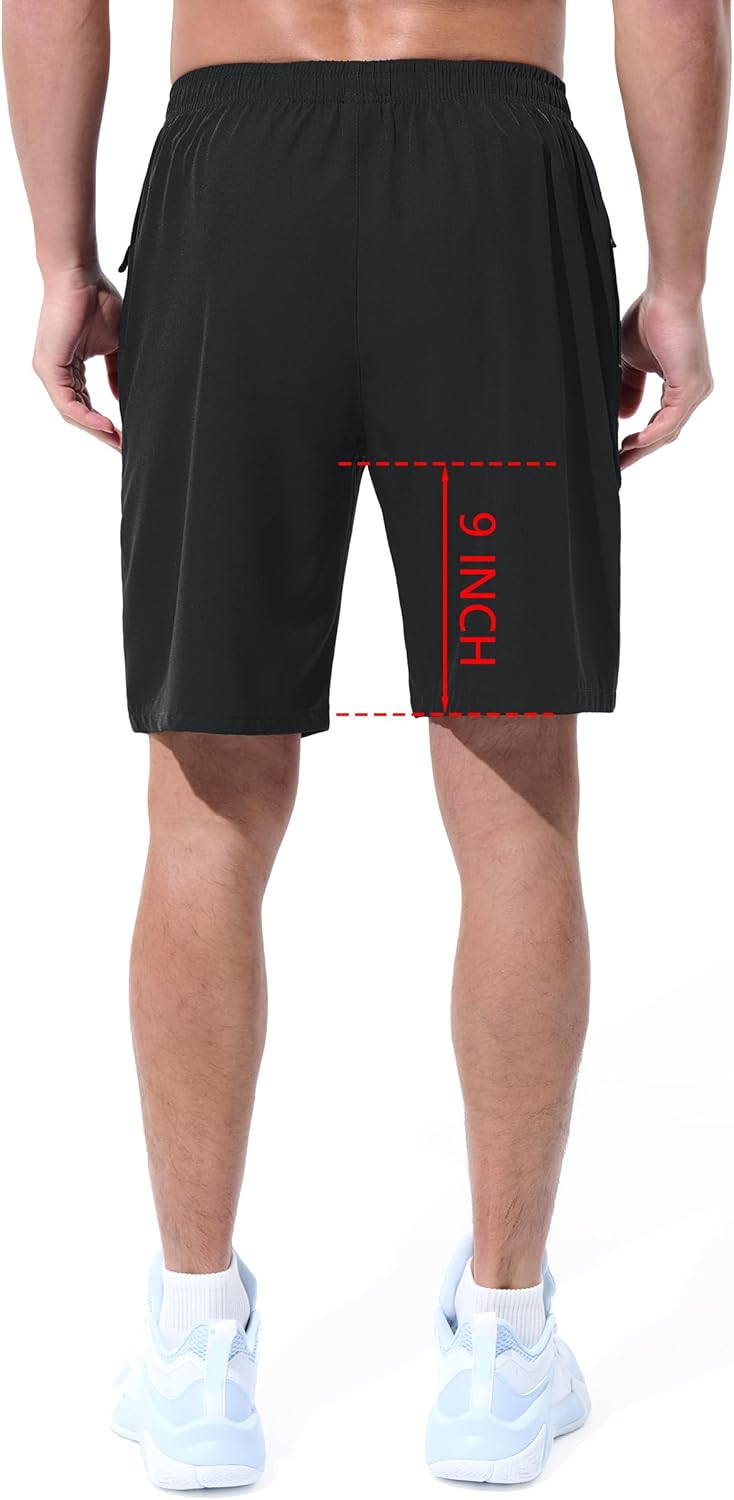 UIQUR Men's Athletic Shorts - Quick Dry Lightweight Running & Workout Shorts with Zipper Pockets | 7"/9" Sizes