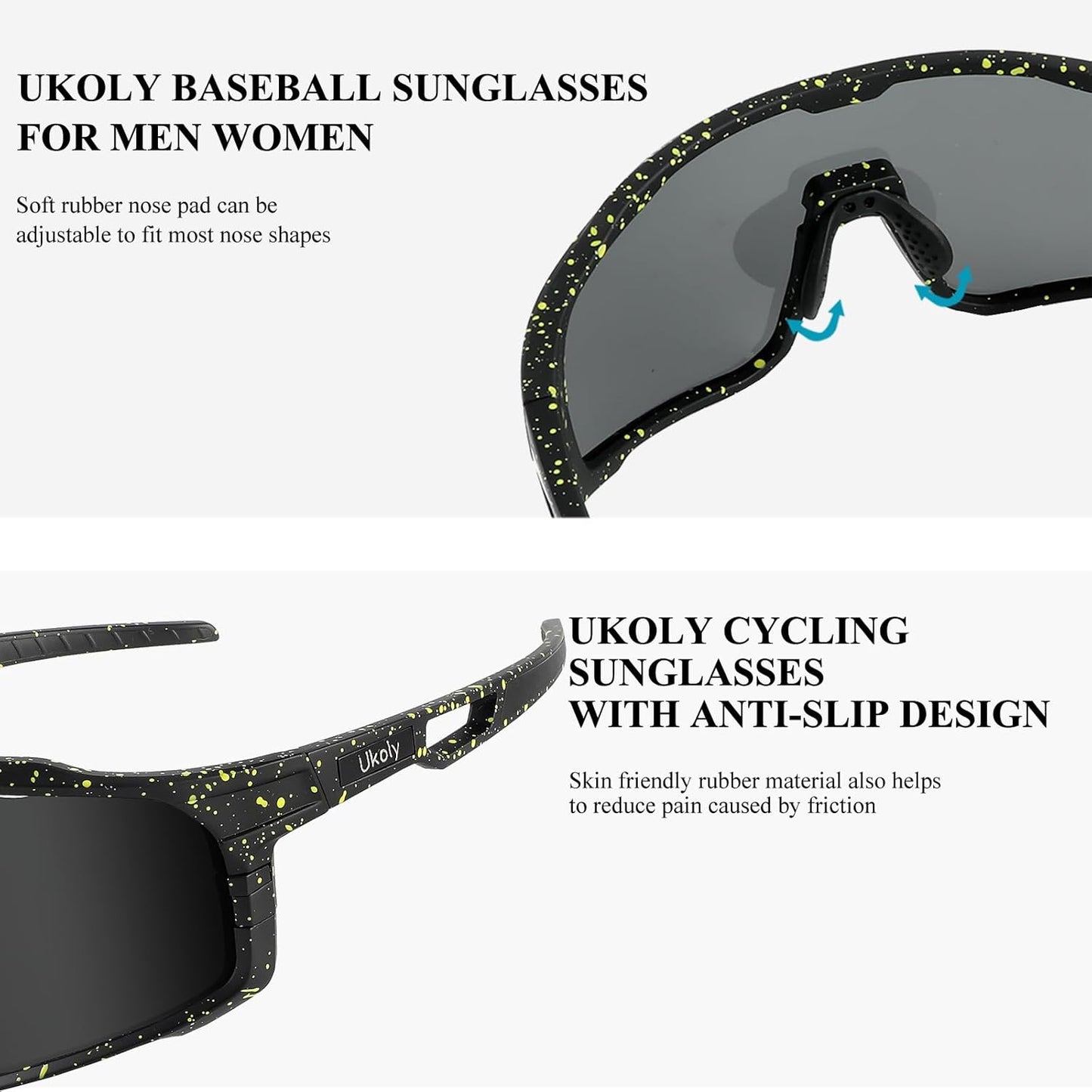 Ukoly Cycling Sunglasses - HD UV400 Sports Glasses for Men & Women | Ideal for Running, Baseball, Fishing & Golf