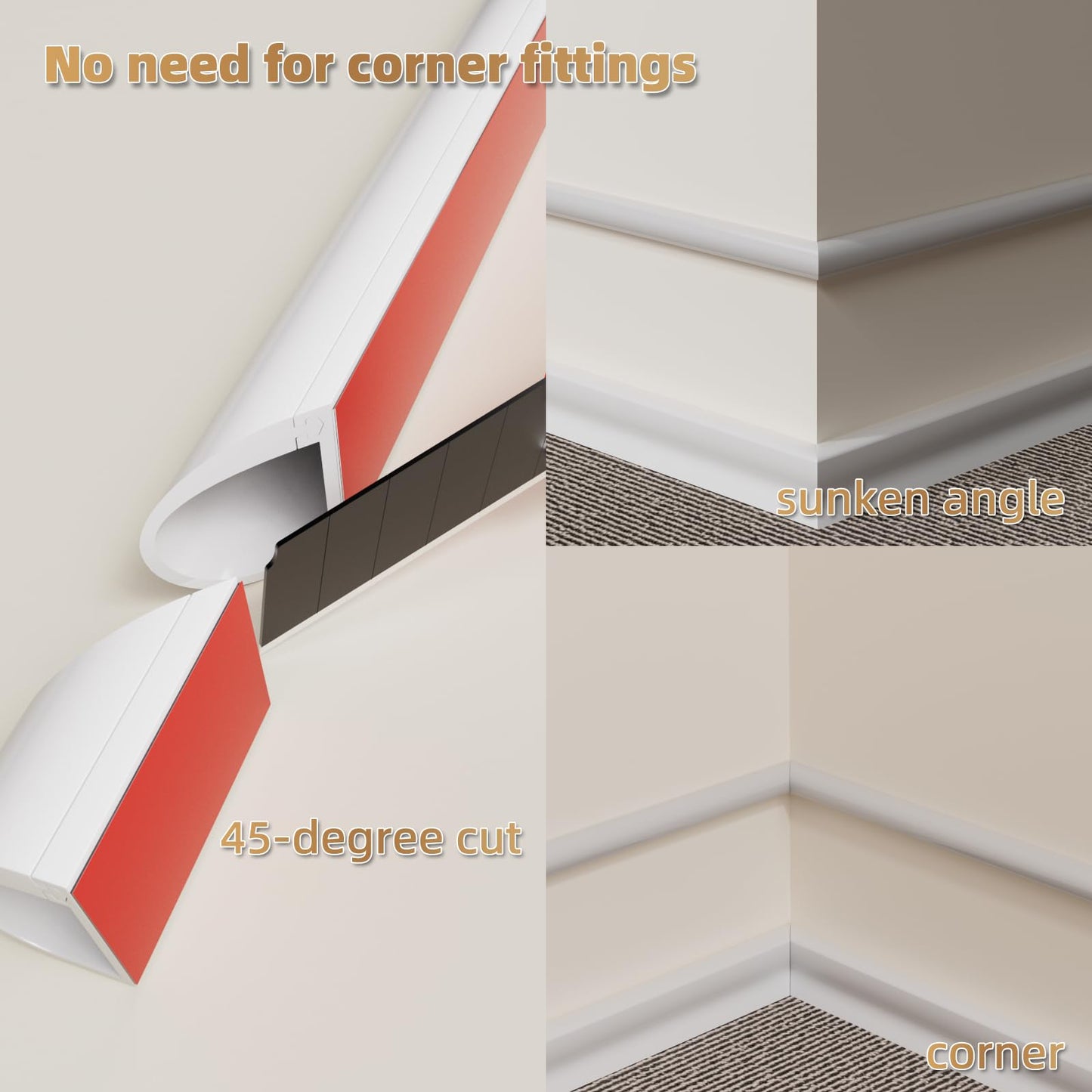 39" Side Open One Cord Hider (<1/4") for Wall Mounted Tv,Extension Cable Cover to Hide Conceal Cords Along Wall,Wire Raceway Management Cable Concealer Channel,Electric Cord Organizer Wiremold,White