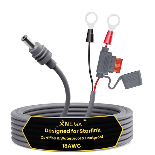 XNEWA Starlink Mini O Ring Connecters Extension Cable, 18AWG, Starlink Mini Direct Battery Power Cable, Waterproof, DIY Battery Kit with ATC/ATO Fuse Holder, Secure Blade Fuse Protection (3M/10FT)