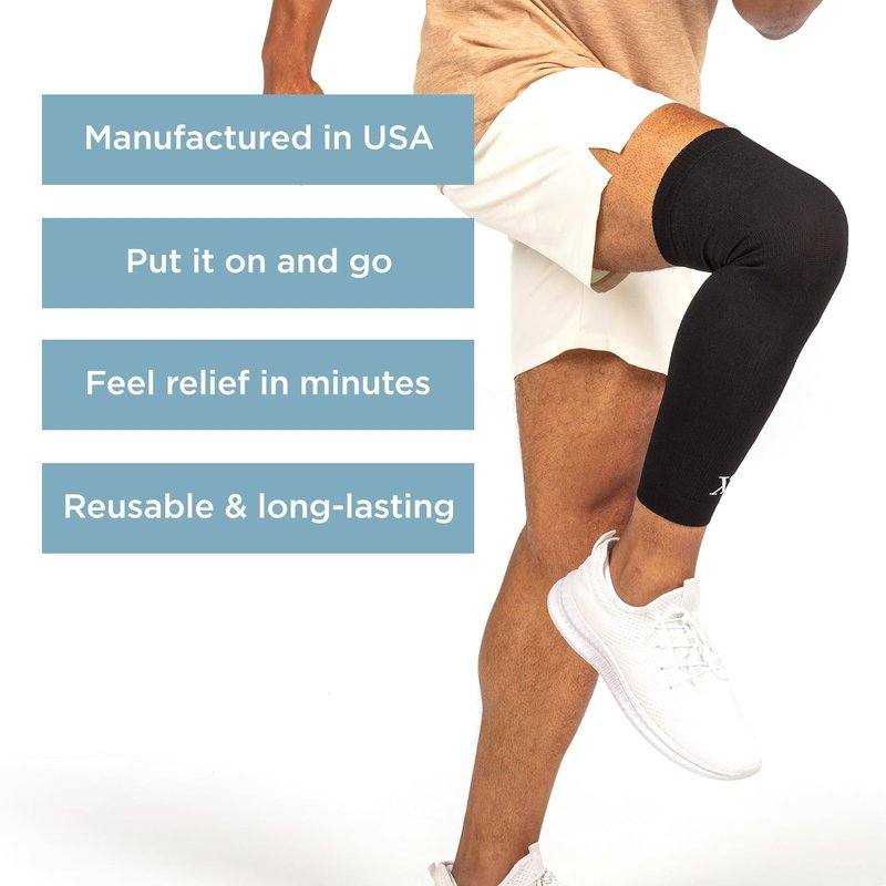 NUFABRX Medicine-Infused Pain Relieving Leg Compression Sleeve for Men and Women with Leg/Knee Pain, Arthritis, Tendonitis, and Calf Cramps