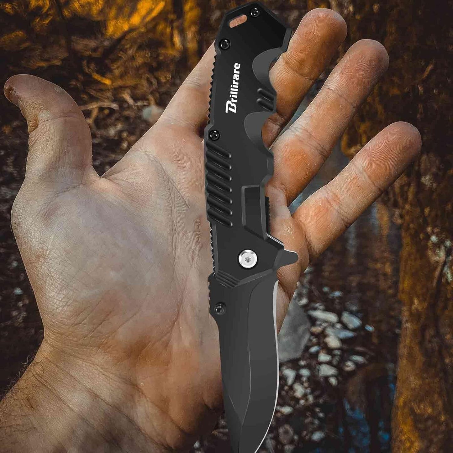 Skiennix Folding Pocket Knife - 2.6in Blade, Compact Survival Knife with Clip & Glass Breaker | EDC for Hunting & Camping