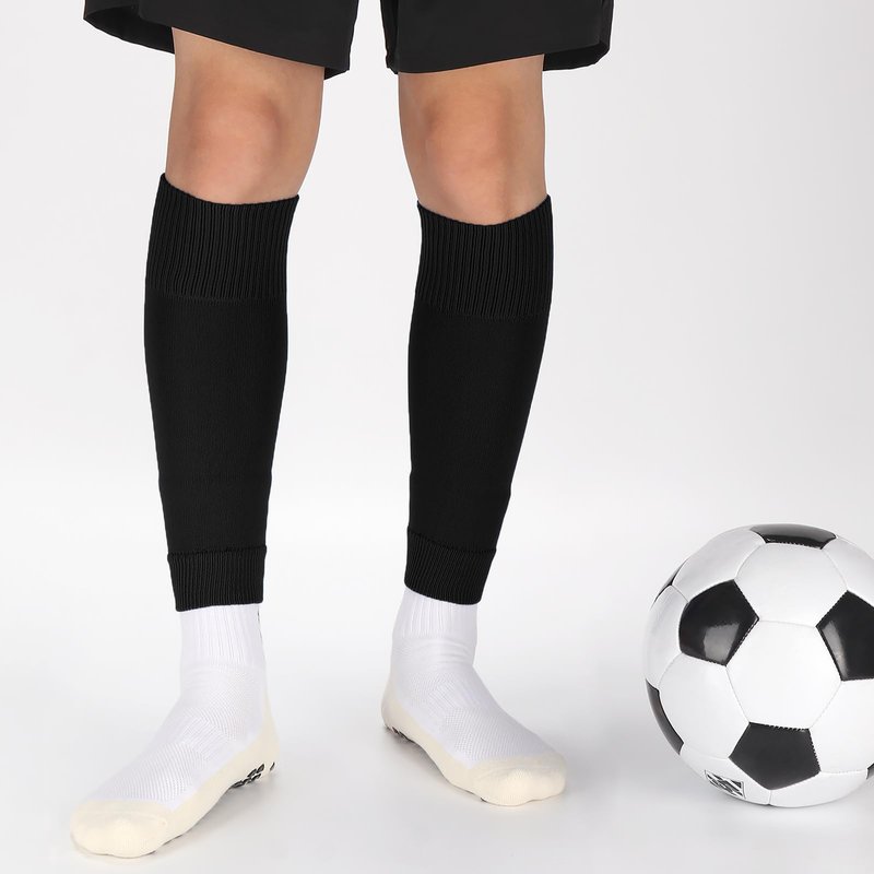 Ultrafun 3 Pairs Leg Sleeves, Pre-cut Soccer Sleeves Compatible with Grip Socks, Shin Guards Sleeves for Soccer, Football, Basketball, Rugby (Black, M)