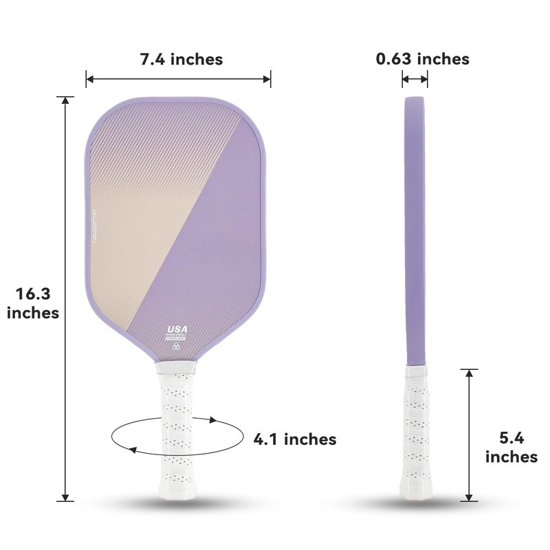 Pickleball Paddles, Carbon Fiber Pickleball Racket with 16MM Polypropylene Honeycomb Core – Lightweight, High-Grit Surface for Spin & Control, Professional Pickle Ball Paddle for Men & Women Purple
