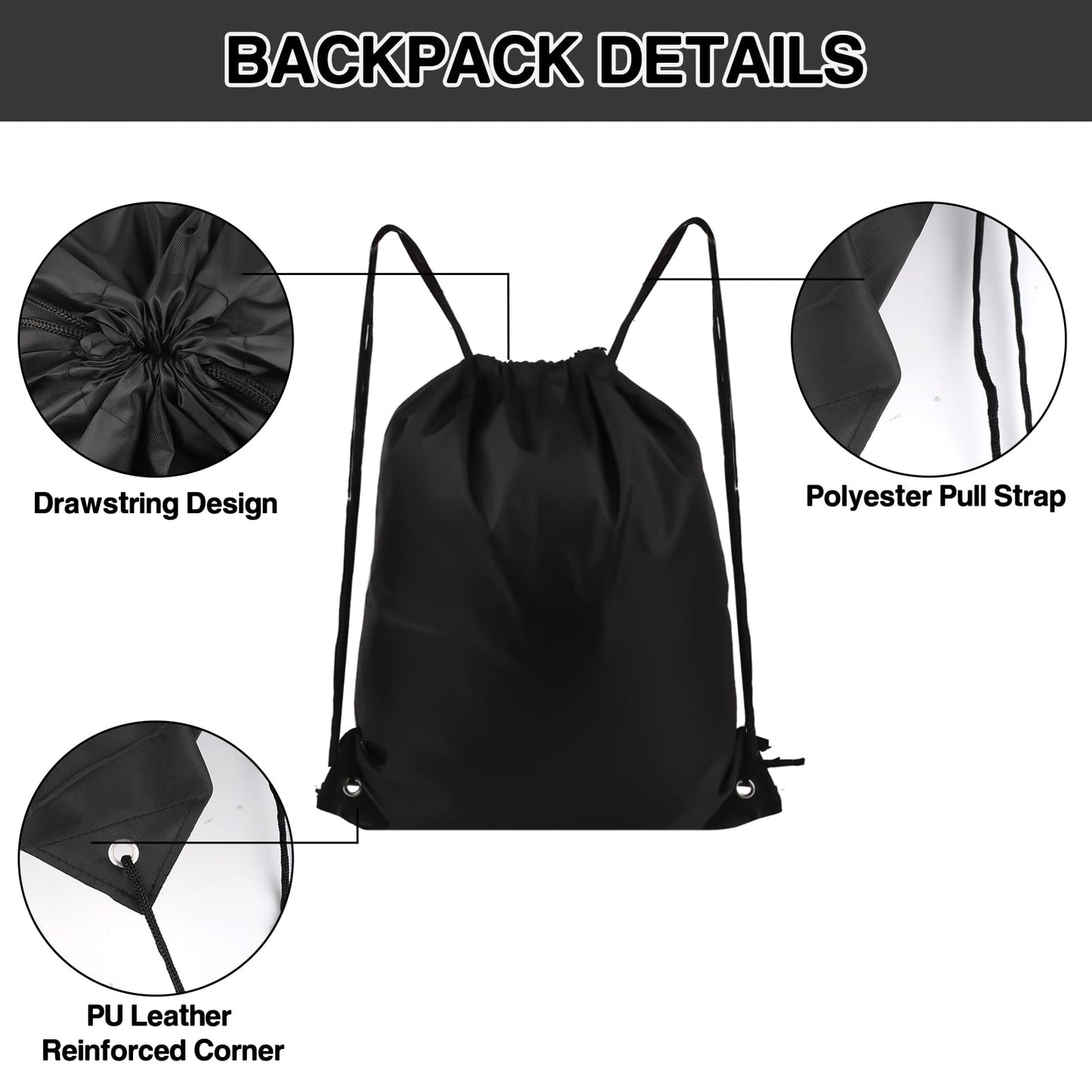 Drawstring Backpack 6 Colors Drawstring Bags, Draw String Back Bag Drawstring Bags Bulk for Sports, Gym, Travel, Swimming, Beach (40 PACK)
