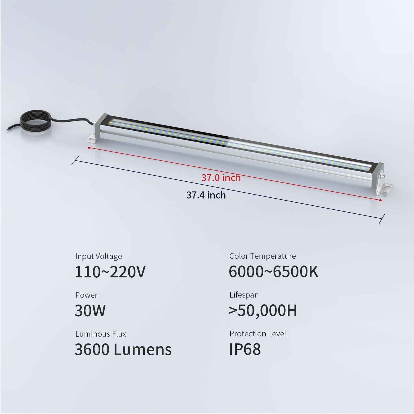 LED Machine Light CNC Machine Work Light，110v IP67 Explosion Proof lamp/CNC Machine Interner Lighting,Industrial Lighting Work Lamp for Machine Tools and Lathe (30, Watts)