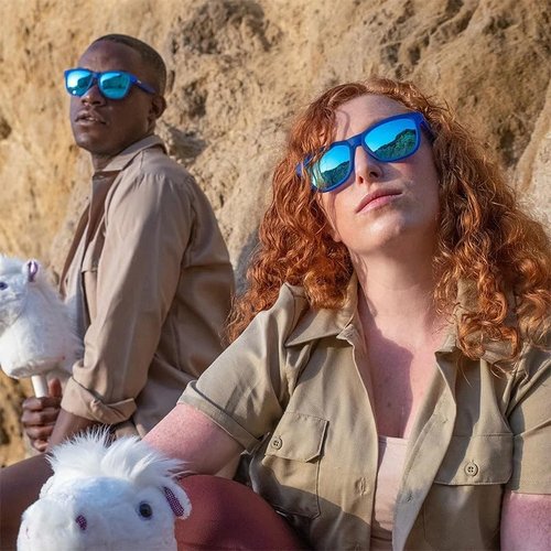 Goodr Falkor's Fever Dream Polarized Sunglasses - Dark Blue Translucent Frame, Light Blue Mirrored Lenses, UV400 Protection, Medium Size