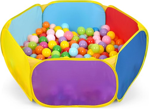 Eocolz Kids Ball Pit - Large Pop-Up Playhouse Tent for Toddlers | Includes Basketball Hoop & Zipper Storage Bag, Multicolor (1M)