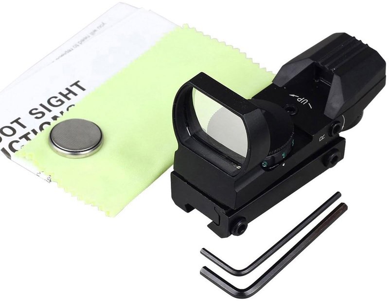 MAYMOC Red and Green Reflex Sight with 4 Reticles, 3/8" Dovetail Mount for Airgun Airsoft 11mm Rail and .22 RF