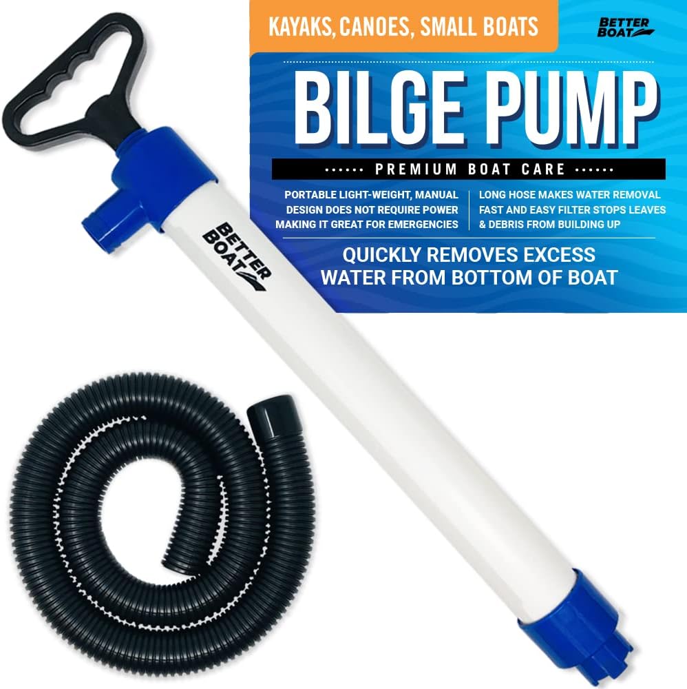 Better Boat Manual Bilge Pump - 39" Hose, Portable Handheld Water Pump for Kayaks & Dinghies, 20 GPM Suction