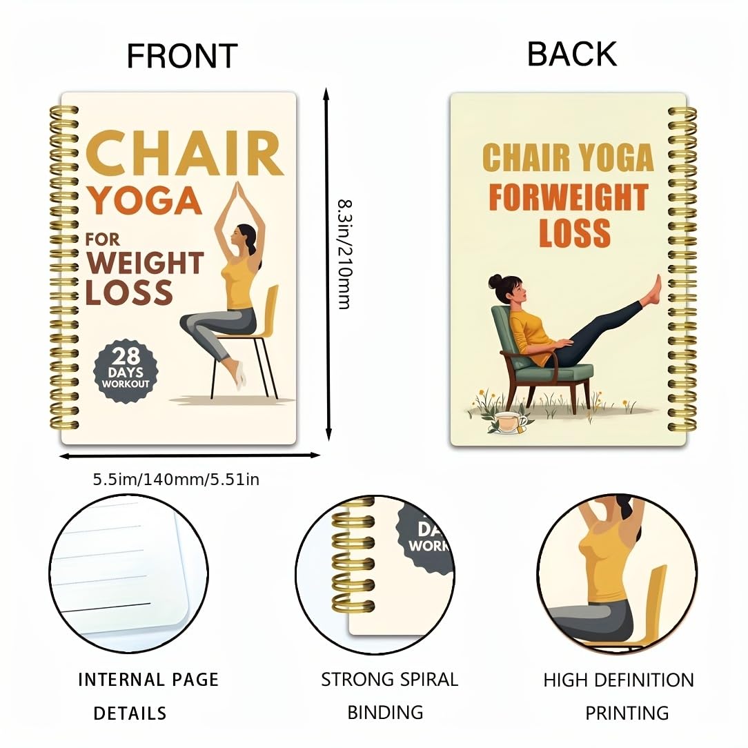 28-Day Yoga Weight Loss Plan & Fitness Journal - Daily Workout Log with Yoga Routines and Progress Tracker, 5.5"x8.3" Compact Book