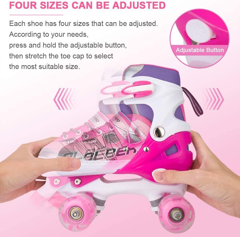 Sowume Adjustable Roller Skates - Illuminating Fun for Girls & Women | Safe, All 8 Wheels Shine