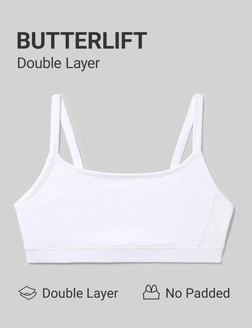 CRZ YOGA Sports Bra - Double Lined Scoop Neck with Spaghetti Straps | Non-Padded U Back Design
