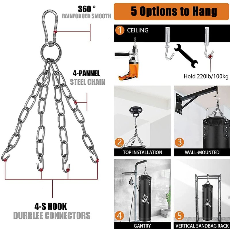 Prorobust Heavy Punching Bag for Man Women & Kids, Unfilled Boxing Bag Set with Punching Gloves, Chain, Ceiling Hook for MMA, Kickboxing, Muay Thai, Karate, Taekwondo (4ft, Black)