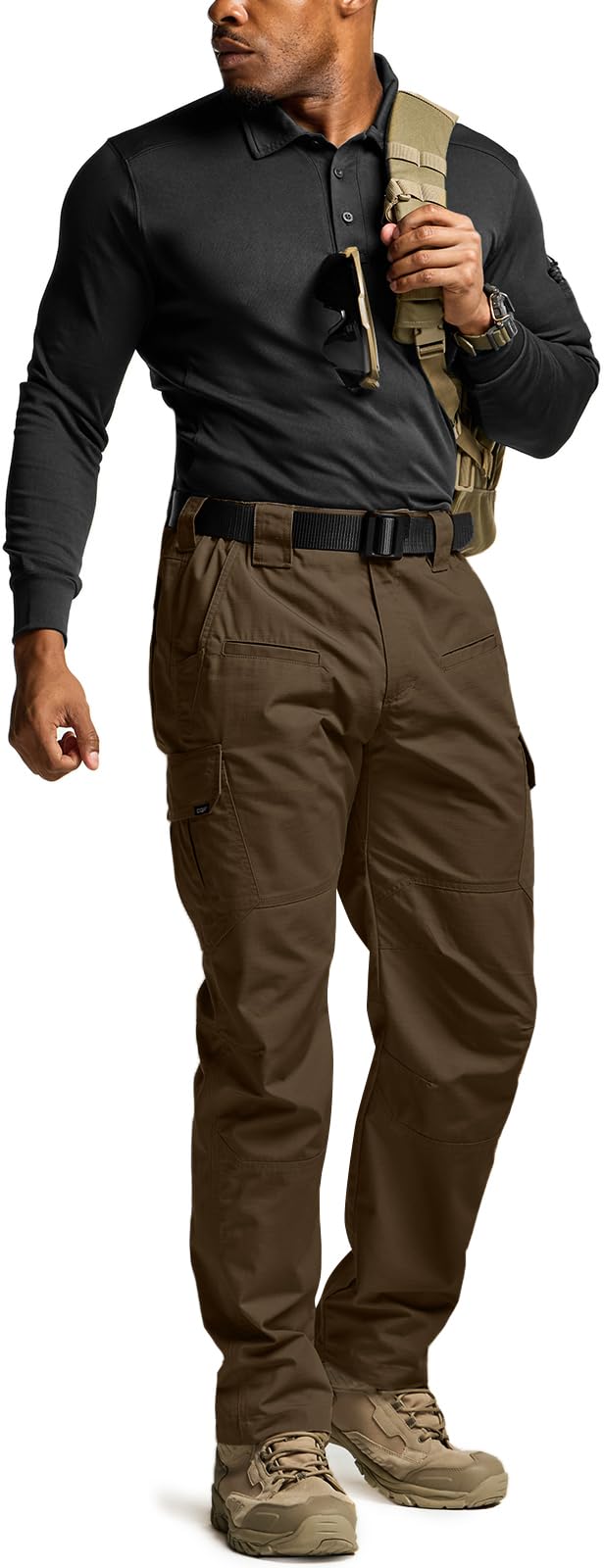 CQR Men's Tactical Pants, Water Resistant Ripstop Cargo Pants, Lightweight EDC Work Hiking Pants, Outdoor Apparel, Raider Tundra, 40W x 34L