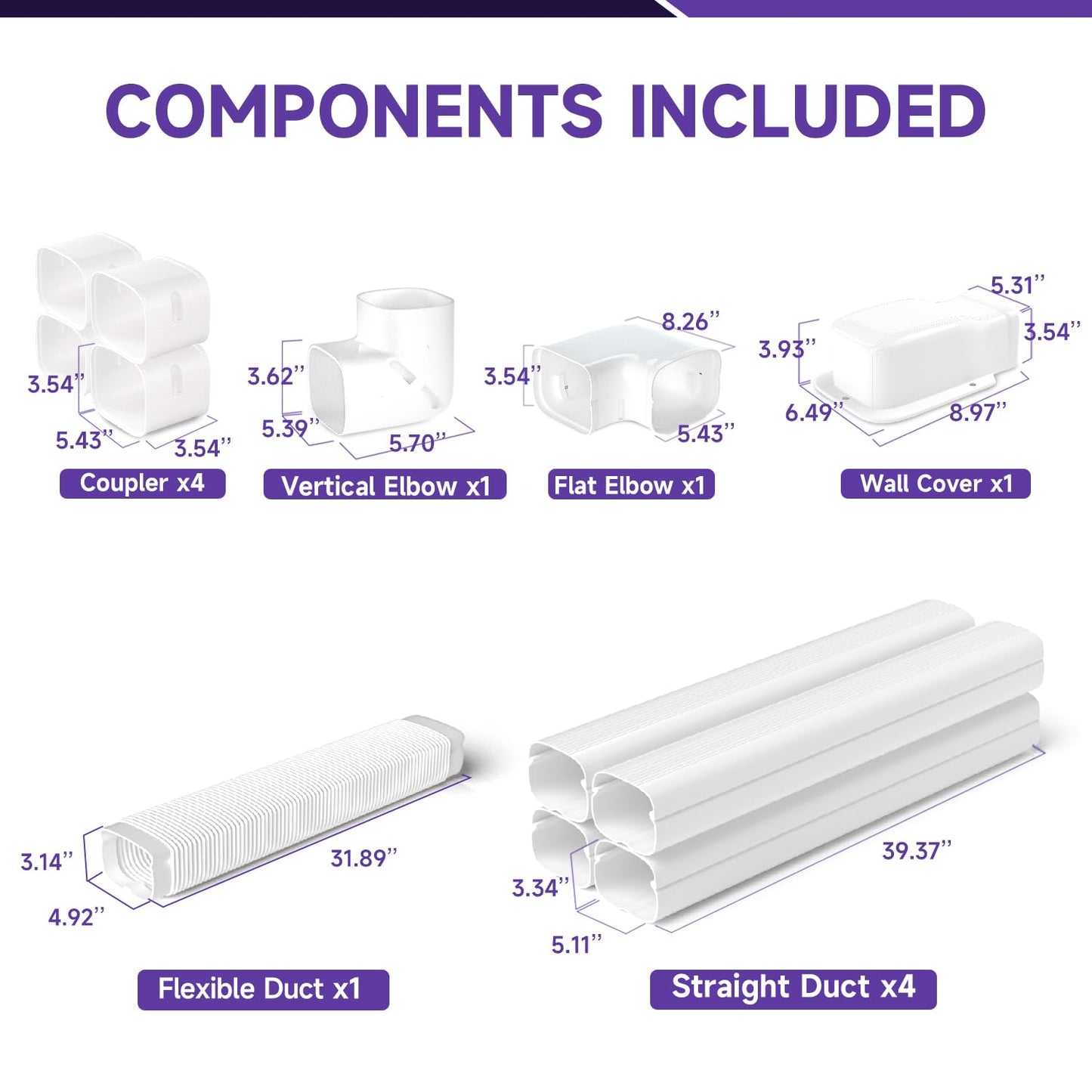 Cestluck 5'' 17 Ft Mini Split Line Set Cover, PVC & PP Line Cover Set Universal for Mini Split AC & Central AC