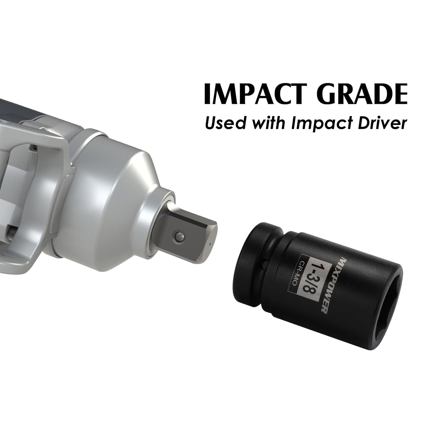 MIXPOWER 9PCS 1"Drive Impact Deep Socket Set, 6 Point, 1" - 2", CR-MO, SAE, Deep, 1" Dr. Deep Spindle Axle Nut Impact Socket Set