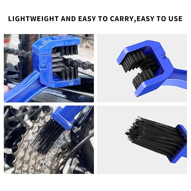 2 PCS Motorcycle & Bicycle Chain Cleaning Brush Set - Blue & Black