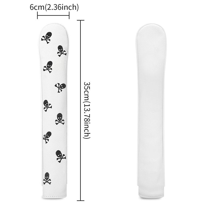 Golf Alignment Stick Cover Premium Leather Perfect Cover for Alignment Sticks Classic Little Skull Head Direction Rod Design Alignment Sticks Holder Golf Club Protector.