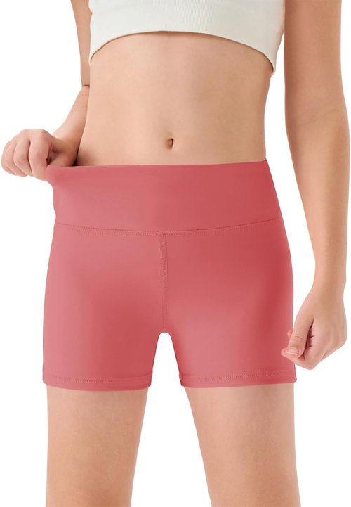 Haloumoning Girls Athletic Shorts - High Waisted Yoga & Dance Biker Shorts | Comfy for Ages 5-14Y