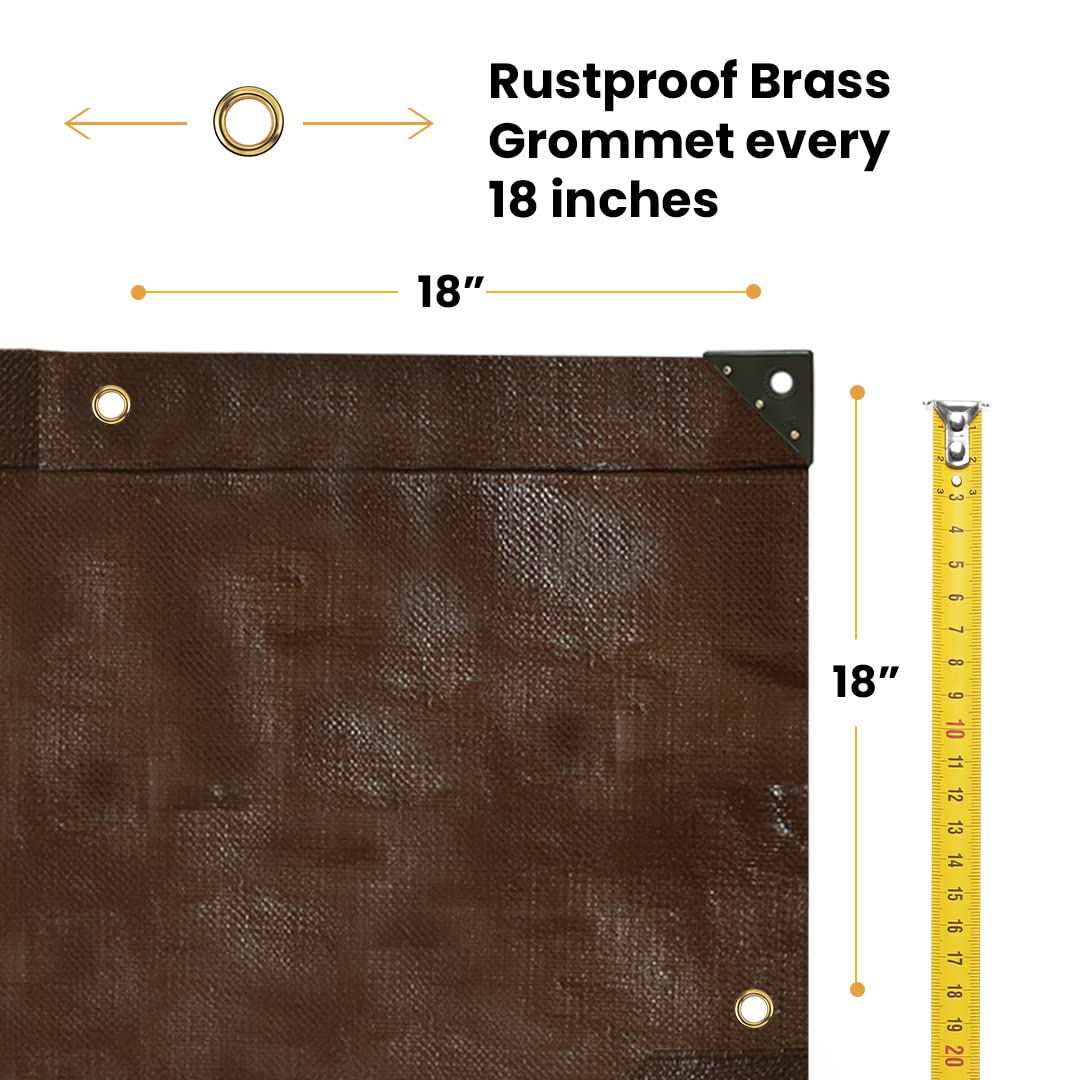 WHITEDUCK Super Heavy Duty Poly Tarp Cover 16 Mil & 10 Mil with Grommets and Reinforced Edges (Brown, White & Silver Black) (Brown- 16 Mil, 12' x 25')