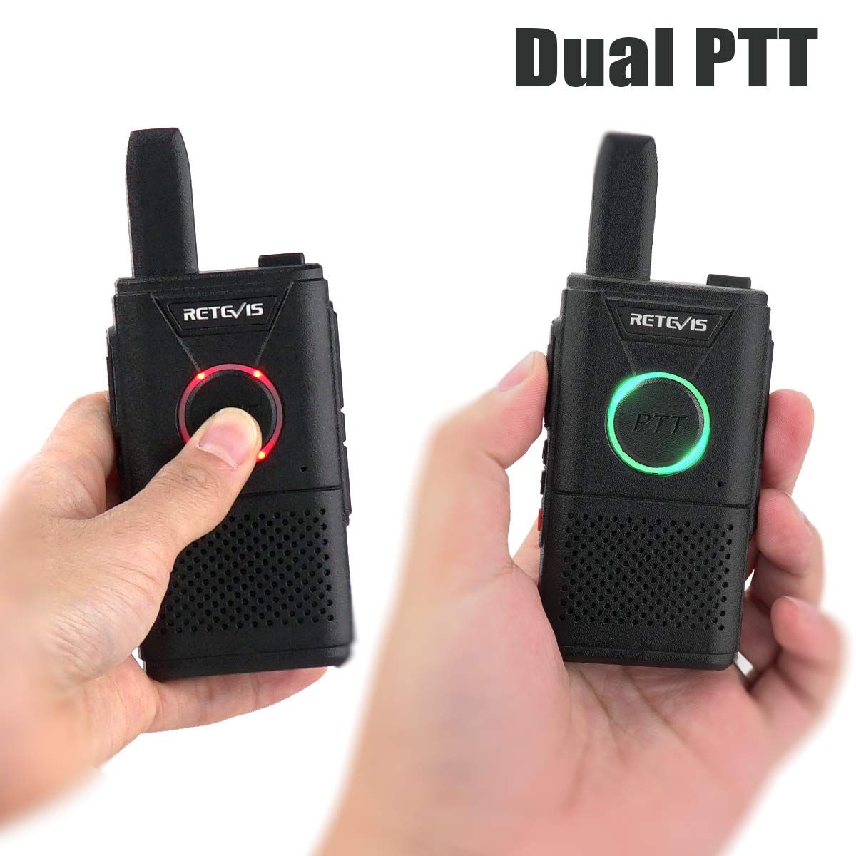 Retevis RT18 Rechargeable Walkie Talkies, Portable FRS Two-Way Radios, Dual PTT, VOX, Metal Clip, Small Mini Walkie-Talkie for Adults Seniors Elderly Family Camping Hiking Outdoor Trip(2 Pack)