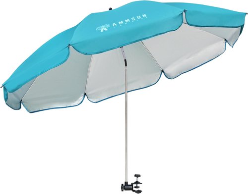 AMMSUN XL Chair Umbrella - Adjustable 47-Inch 360-Degree Swivel | UPF 50+ Portable Bright Blue Umbrella for Camping, Beach, Strollers, Wheelchairs, Golf Carts