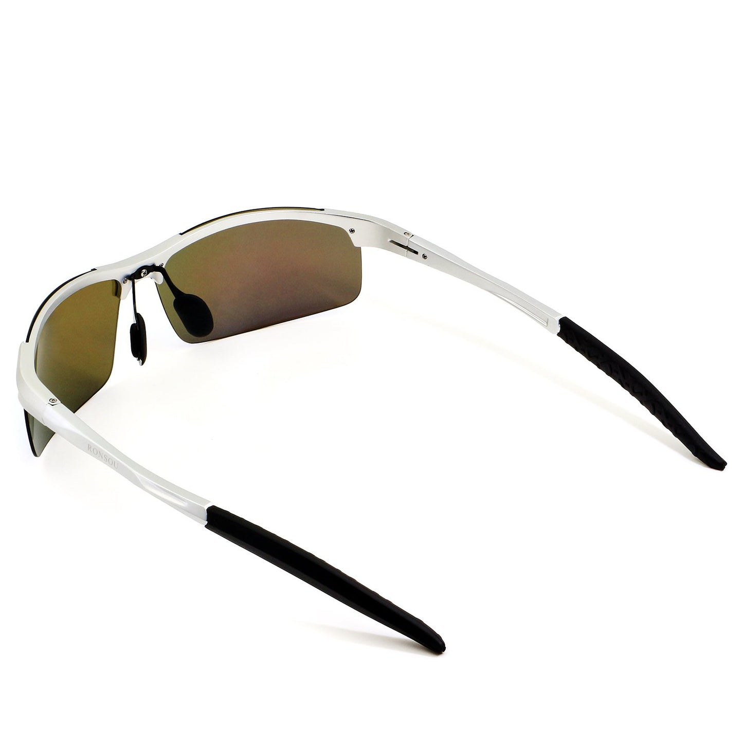 RONSOU Men Sport Al-Mg Polarized Sunglasses Unbreakable for Driving Cycling Fishing Golf silver frame/blue lens