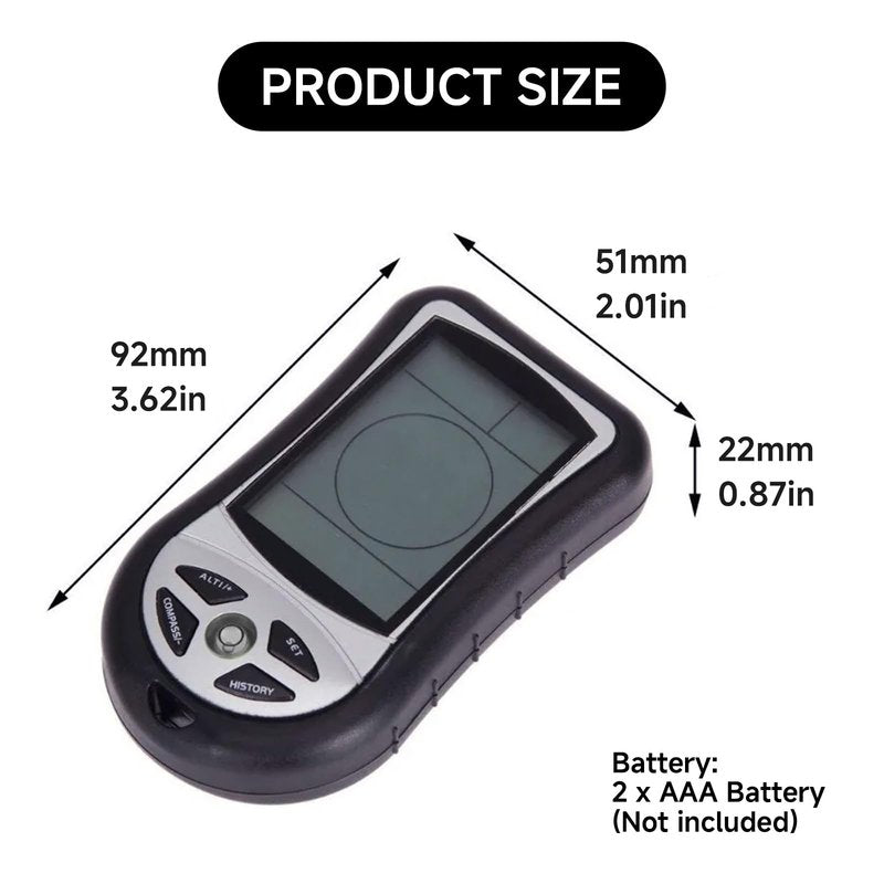 Kodrily Digital Altimeter, Digital Compass, Hiking Thermometer, Barometer 8 in 1 for Hiking Outside -2300 to 29500FT 1100MBAR, 300mbar to 1100mbar