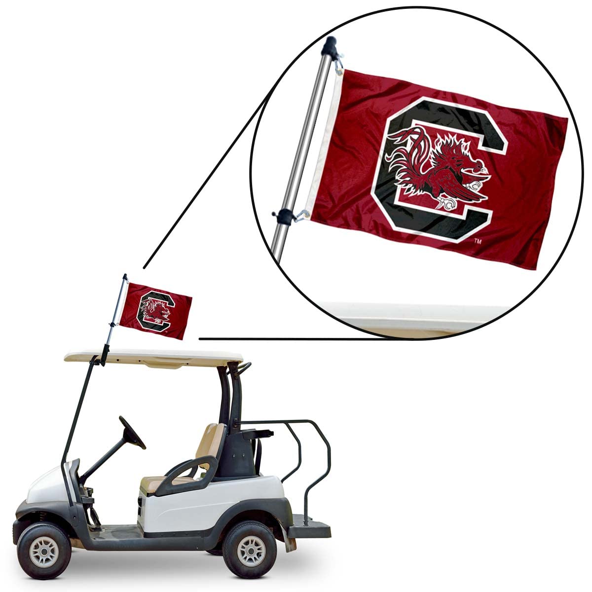 College Flags & Banners Co. South Carolina Gamecocks Golf Cart Flag Pole and Holder Mounting Bracket