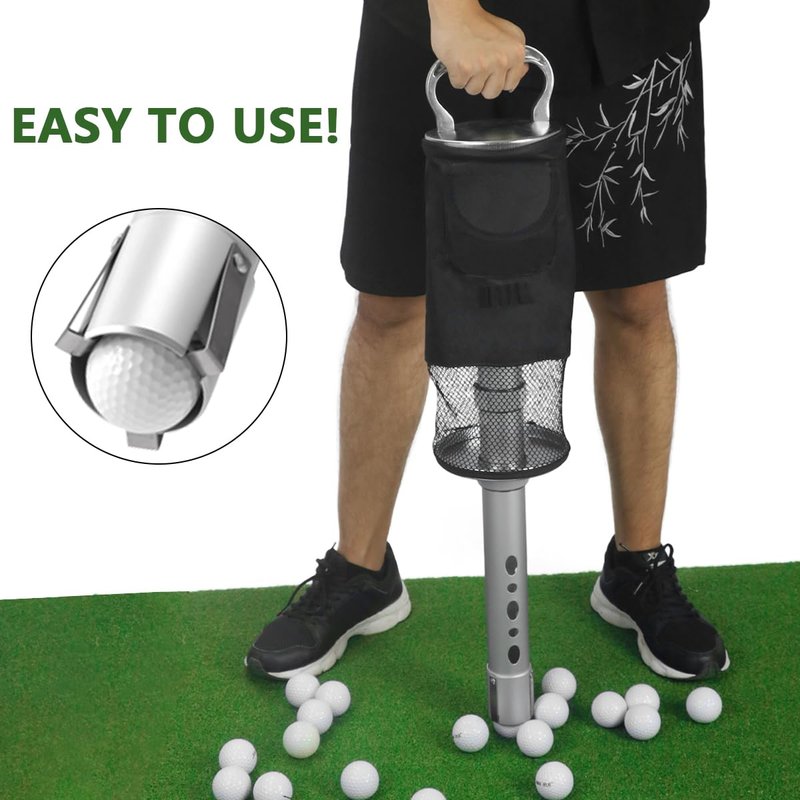 HOW TRUE Golf Ball Shag Bag With Detachable Aluminum Alloy Tube, Ball Retriever, Hold up to 70 Balls