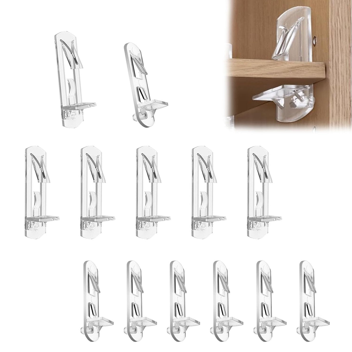 30pcs Plastic Locking Shelf Pins, Self Locking Shelf Support Pegs, Clear Self-Locking Shelf Support Pegs, Self-Locking Bracket Clips for Kitchen Cabinet Furniture Book Shelves