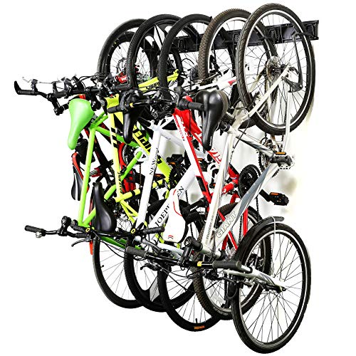 Wall-Mounted Bike Rack for 6 Bicycles - Heavy Duty Steel, Black