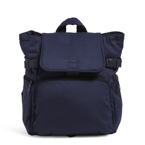 Vera Bradley Women's Cotton Utility Backpack, Classic Navy - Recycled Cotton, One Size