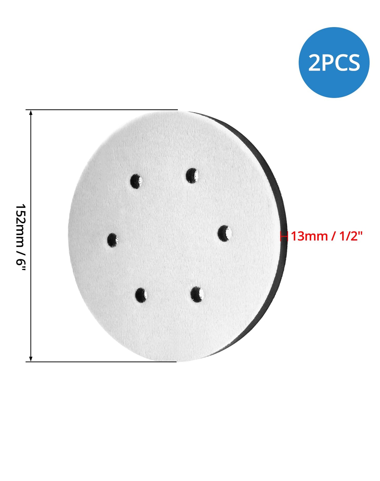 QWORK 6-Inch Hook and Loop Sanding Pad Interface, Durable Sponge Construction, 5 Pack - Compatible with Random Orbital Sanders, Ideal for Metal, Wood, Ceramics, Glass, Automotive, and Marine Polishing
