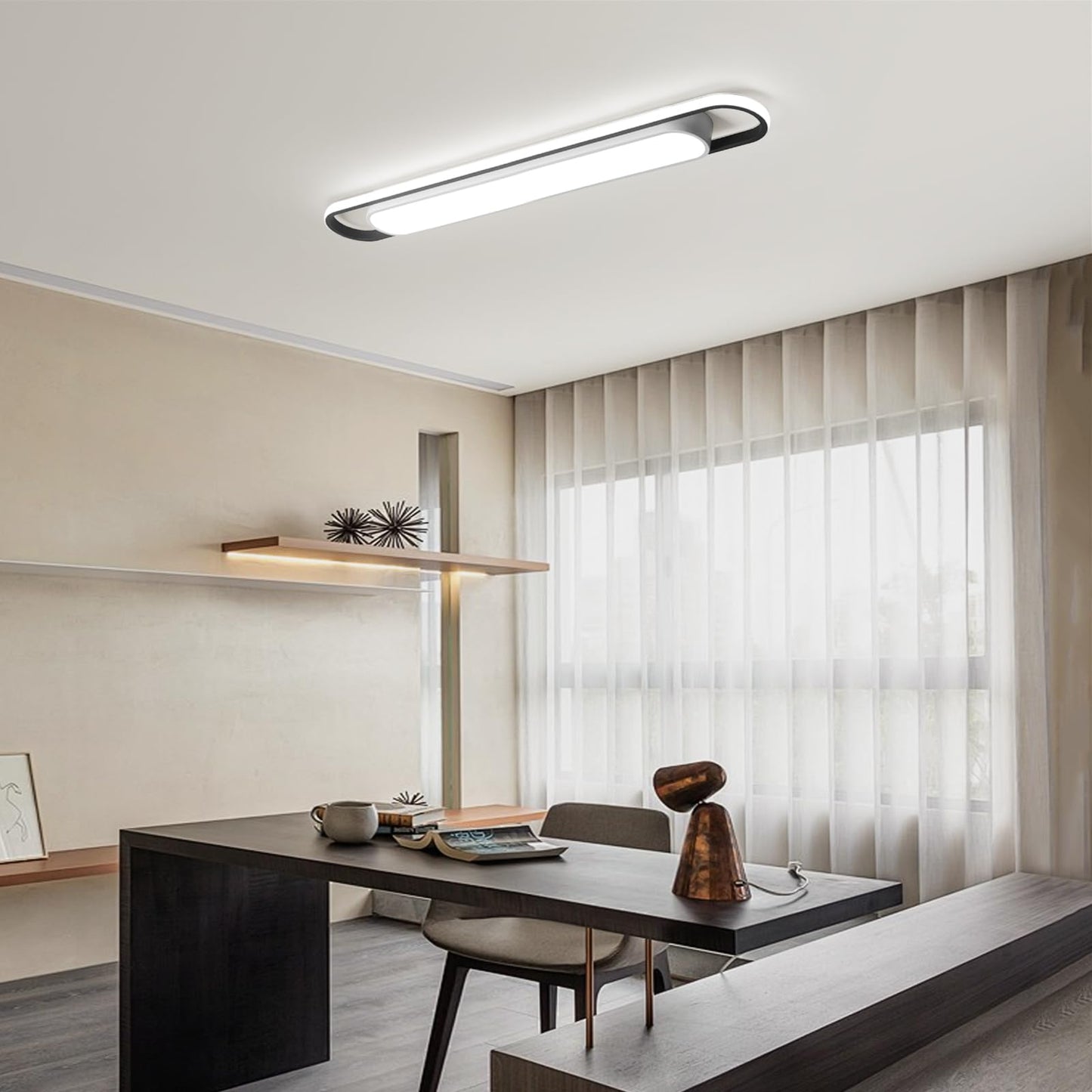 Naroume 4Ft Modern Hallway Ceiling Lights, 6500K Acrylic Linear Ceiling Lamp,65W Metal LED Ceiling Light Fixture,Kitchen Dining Living Room Laundry, Garage Cloakroom Lighting (48Inch)