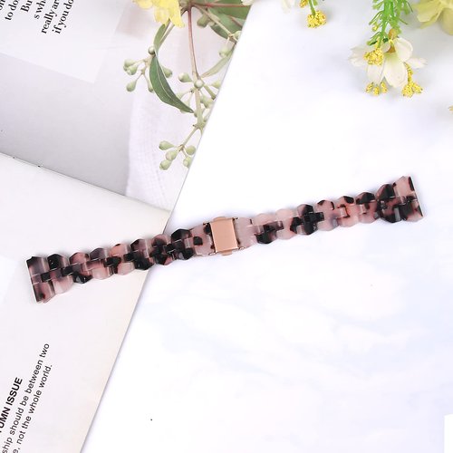 Chofit Slim Resin Band Compatible with Garmin Venu 2Plus/Venu Sq/Venu Dressy Fashion Lightweight Strap Replacement with metal buckle for Vivoactive 3/Approach S40//Forerunner 245 645 (Tortoise)