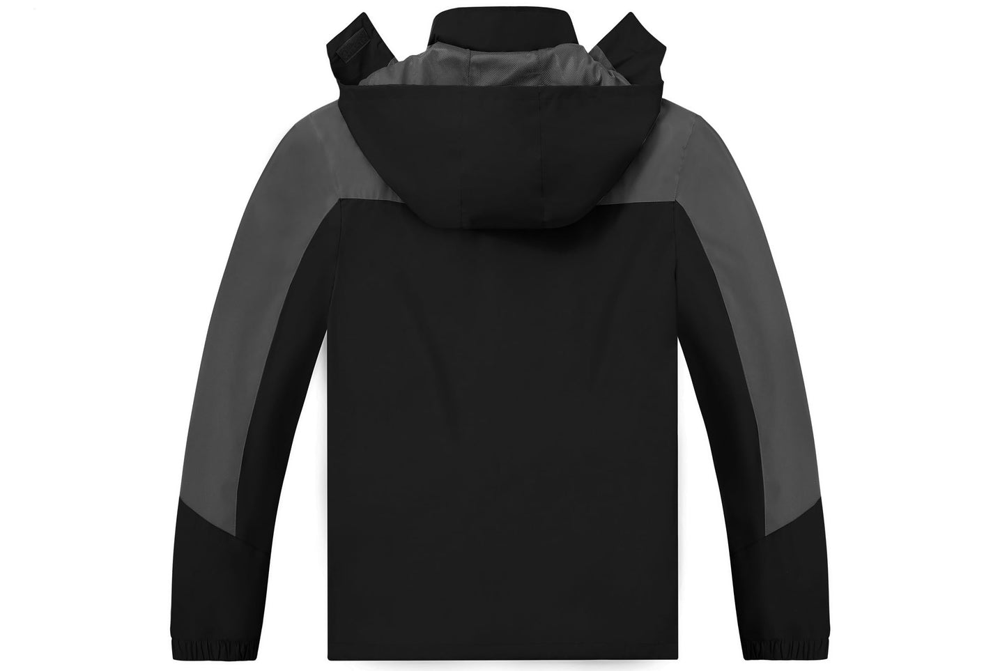 TEZO Mens Rain Jacket Waterproof with Hooded Hiking Coat Lightweight Windbreaker(BK/GY XL)