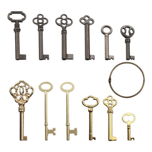 Skeleton Key Set,Universal Skeleton Replacement Keys, Vintage Keys Kit for Antique Dresser, Chinese Cabinet, Antique Furniture and Old Style Cabinets or Doors (12 pcs)