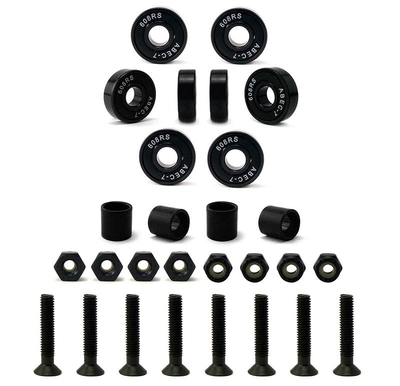 VJ skateshop Longboard Skateboard Combo Package with 70mm Wheels 7inch 180mm Aluminum Trucks, Bearings Hardware Complete Set