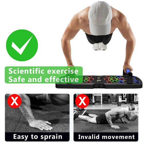 FumyFumy Push Up Board for Men, Push Up Bar at Home Workout Equipment, Pushup Handles Home Gym Exercise Fitness Equipment Portable Foldable with Counter, Wrist guards and 2 Resistance Bands