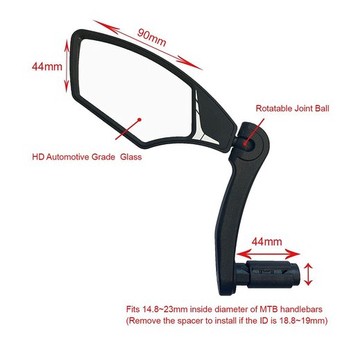 Hafny NEW Bar End Bike Mirror, HD Automotive Grade Glass Lens, Shatterproof, Adjustable Cycle Mirror, E-Bike Mirrors, HF-M900LS-FR04