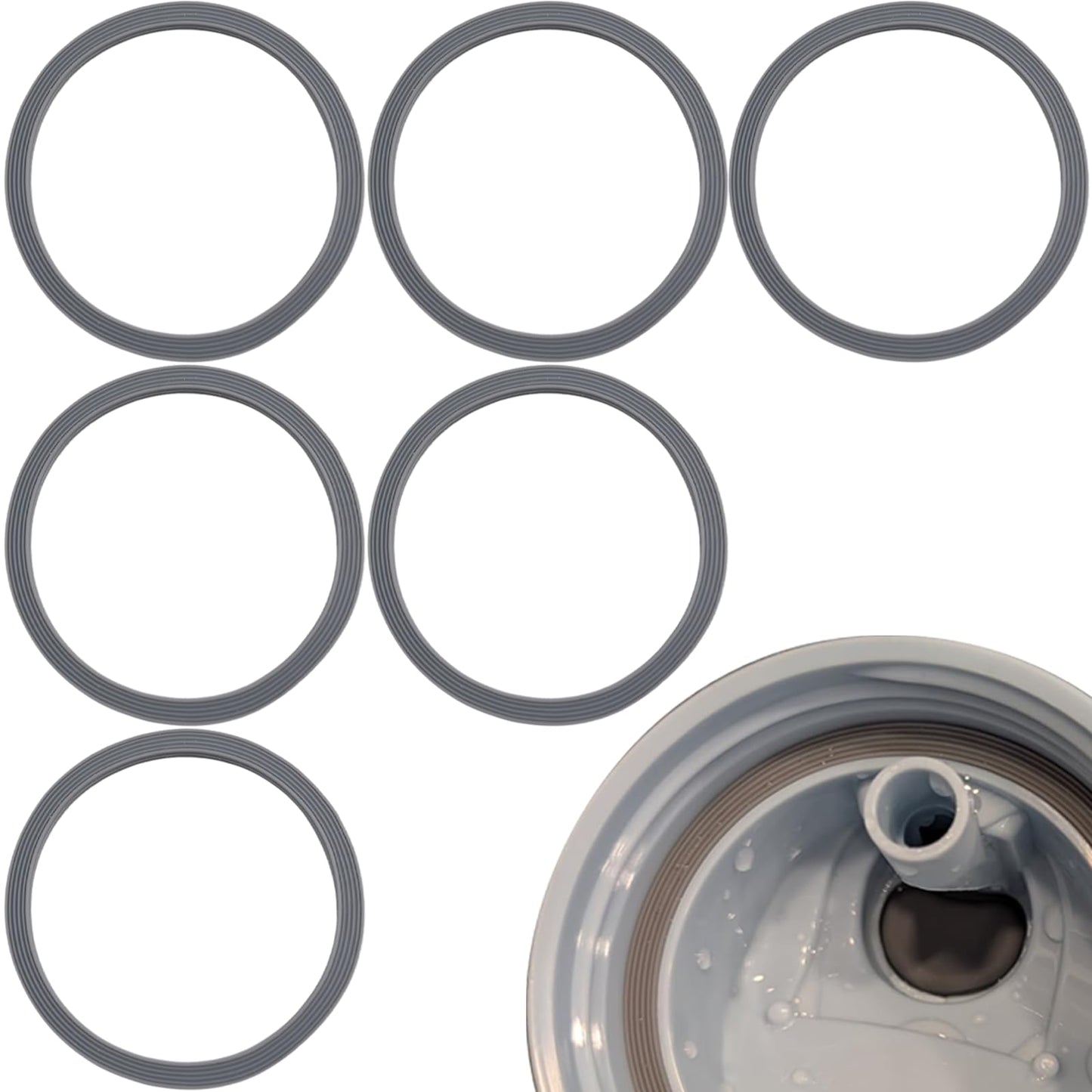 6 Pcs Water Bottle Gasket Replacement for Owala FreeSip 19/24/32/40oz,Silicone Lid Seal O Ring,Sealing Gaskets Replacement Accessories Compatible with Owala FreeSip Stainless Steel Cup(Gray)