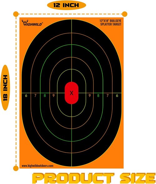Highwild Bullseye Splatter Paper Targets - Vibrant Multi-Color Splash Effect - 12x18 Inch Size