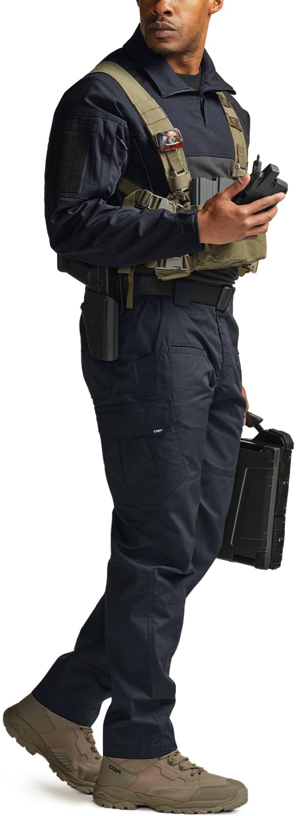 CQR Men's Tactical Pants, Water Resistant Ripstop Cargo Pants, Lightweight EDC Work Hiking Pants, Outdoor Apparel, Raider Police Navy, 40W x 32L