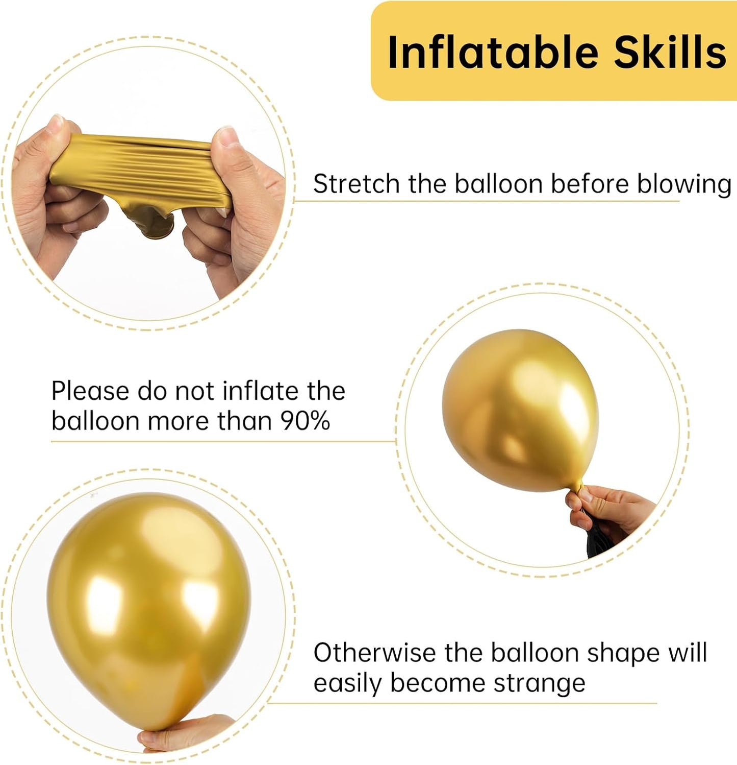 RUBFAC Gold Balloons - 129-Piece Metallic Balloon Garland Kit for Graduation, Weddings & Birthdays