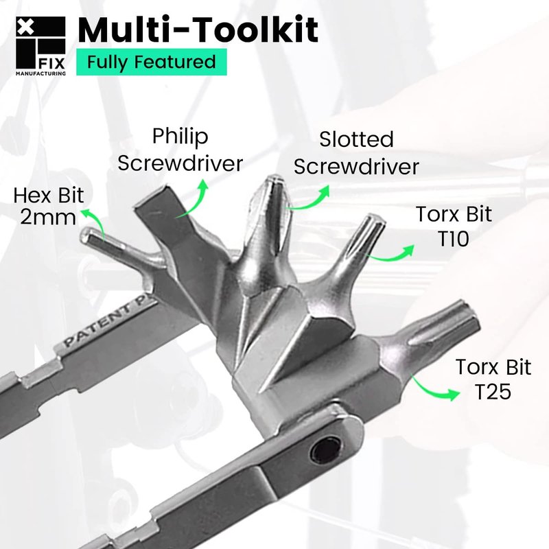 Fix Manufacturing Wheelie Wrench™ Bike Tool Compact and Portable Multi Tool for Bicycle Repair and Maintenance Perfect to fix Most Road, Mountain, and BMX Bikes